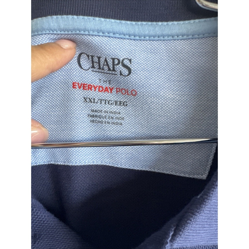 NWT Chaps brand men's Wveryday Polo Shirt Blue And White Striped 2x - Picture 4 of 7